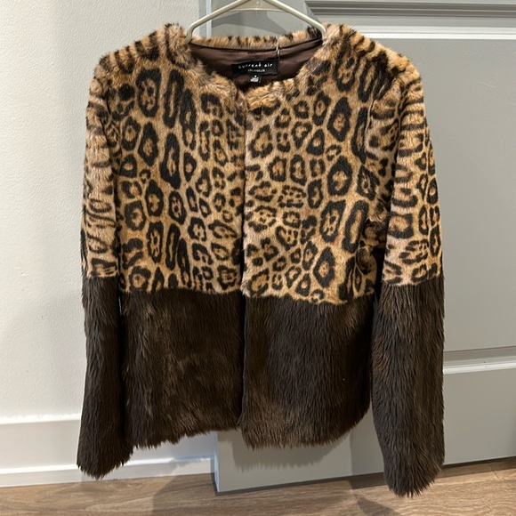 Current Air Jackets & Blazers - Current Air leopard print and brown faux fur coat